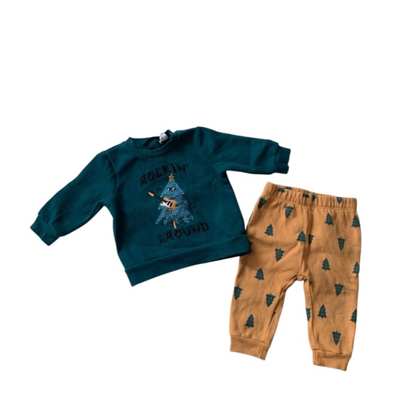 PL Baby Other - PL Baby Christmas Tree Set – Teal & Yellow (Size 6 months) | Cozy & Festive!